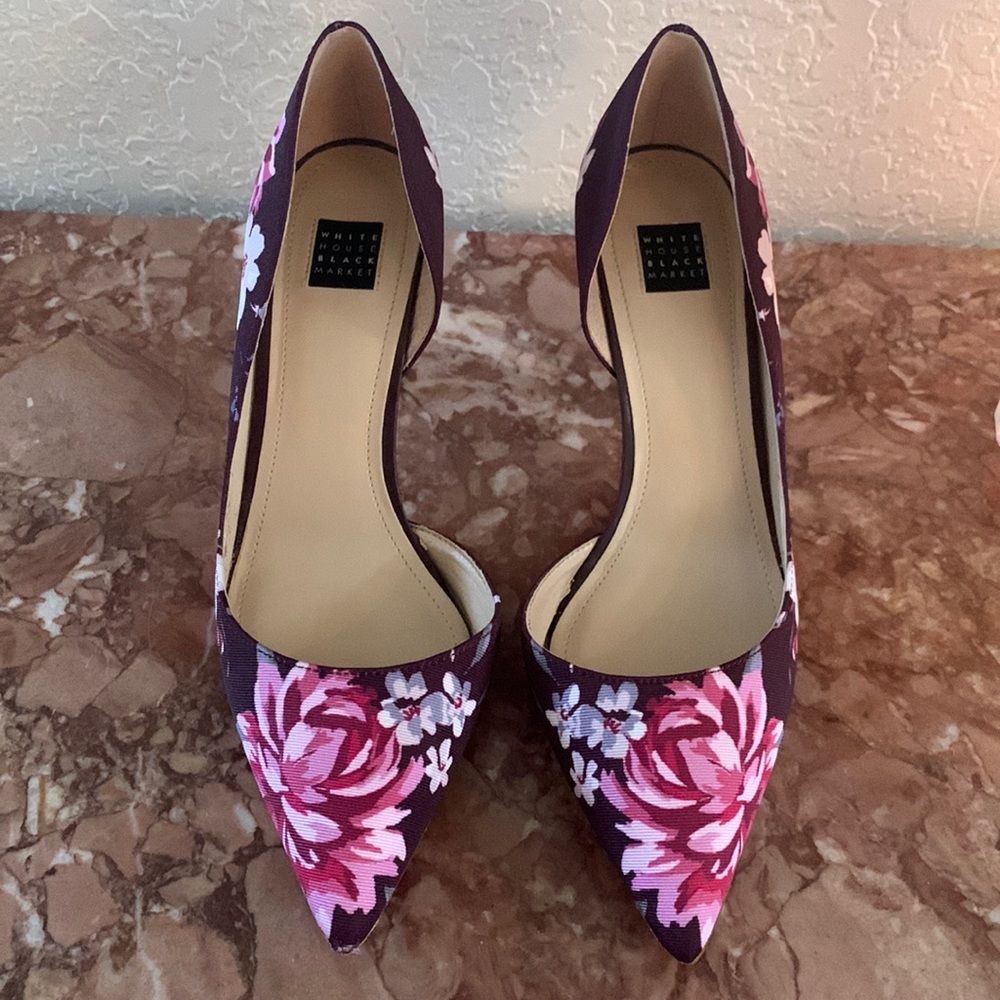 Wine Purple Floral Pumps White House Black Market Size 7.5